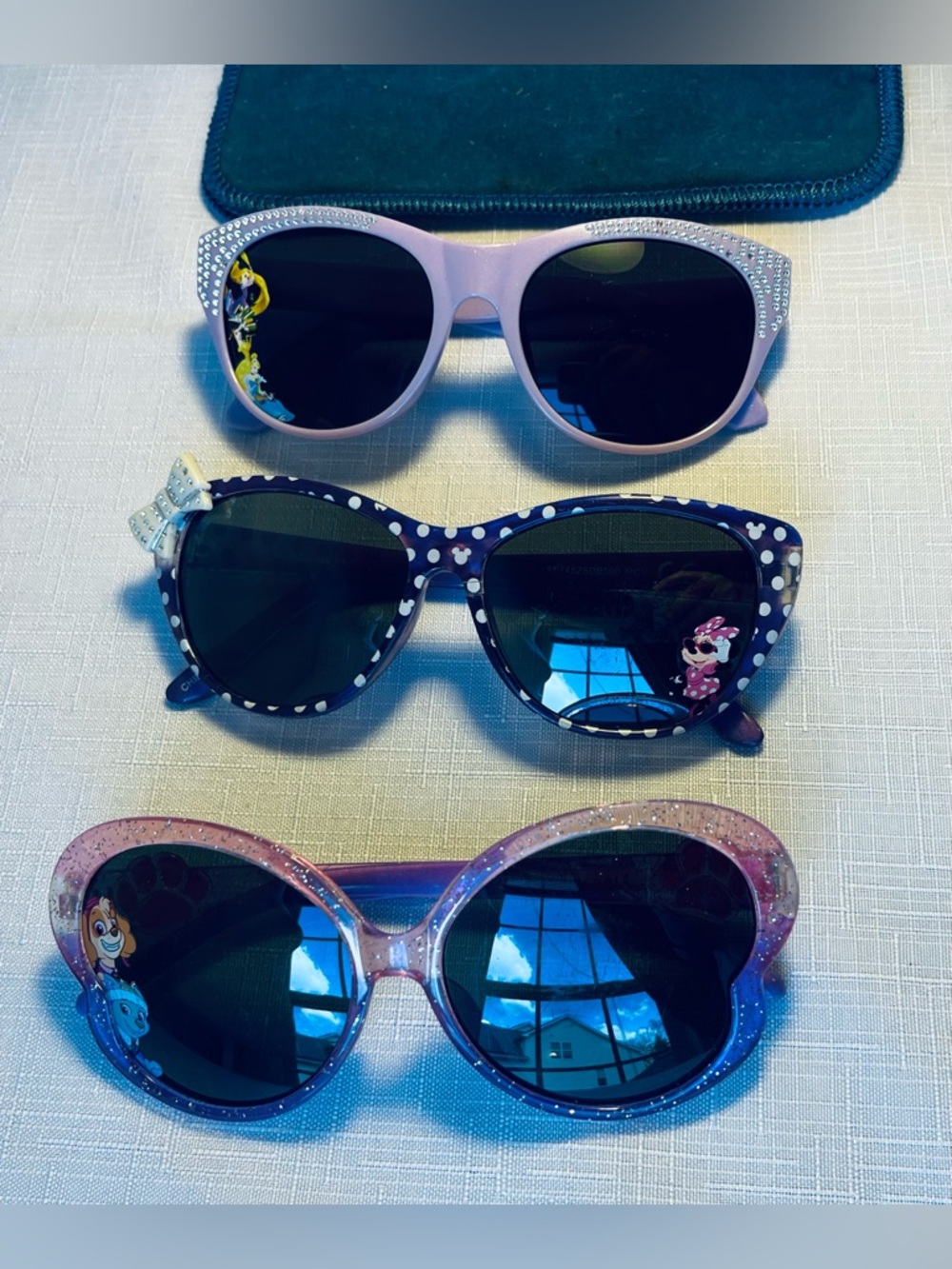 Disney Girls Sunglasses Set - Light Pink, Navy Polka Dot, Pink-Blue Ombre